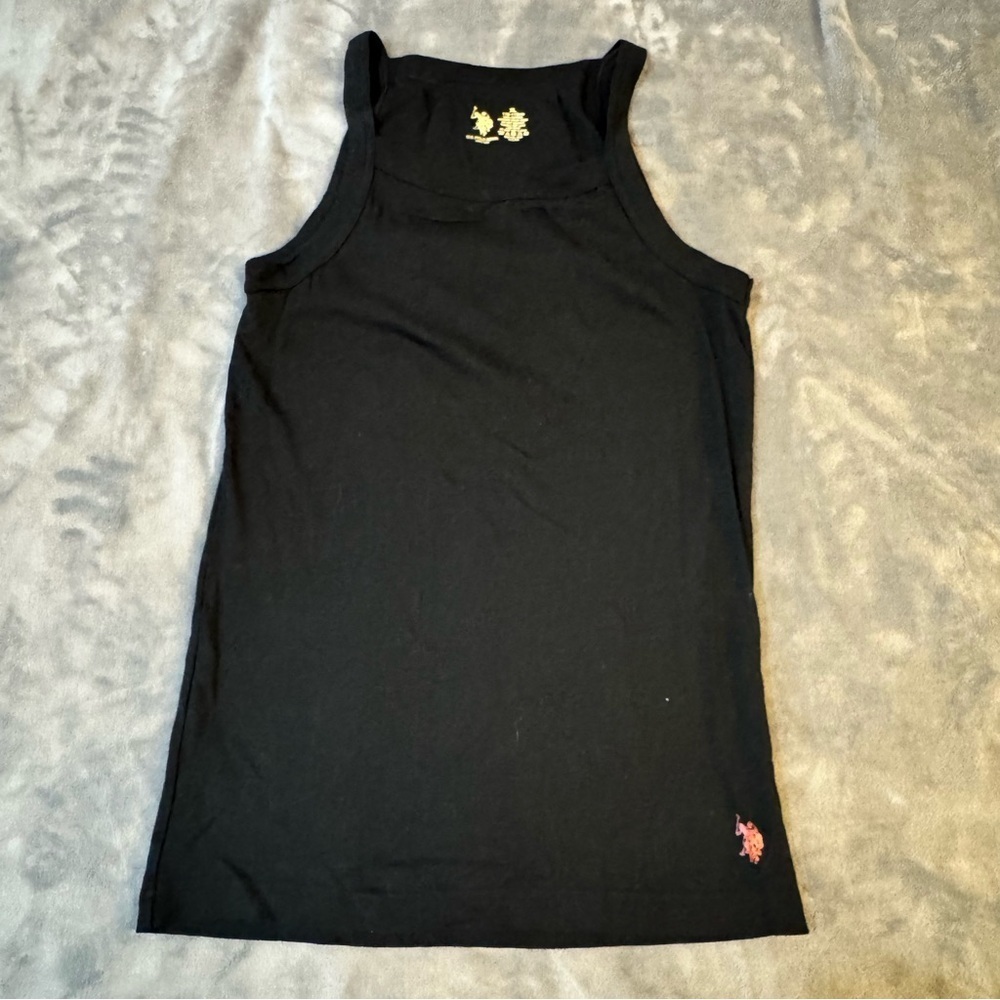 🌟5 for $25 | U.S. Polo Assn. Black Tank Top with Red Logo

#1355